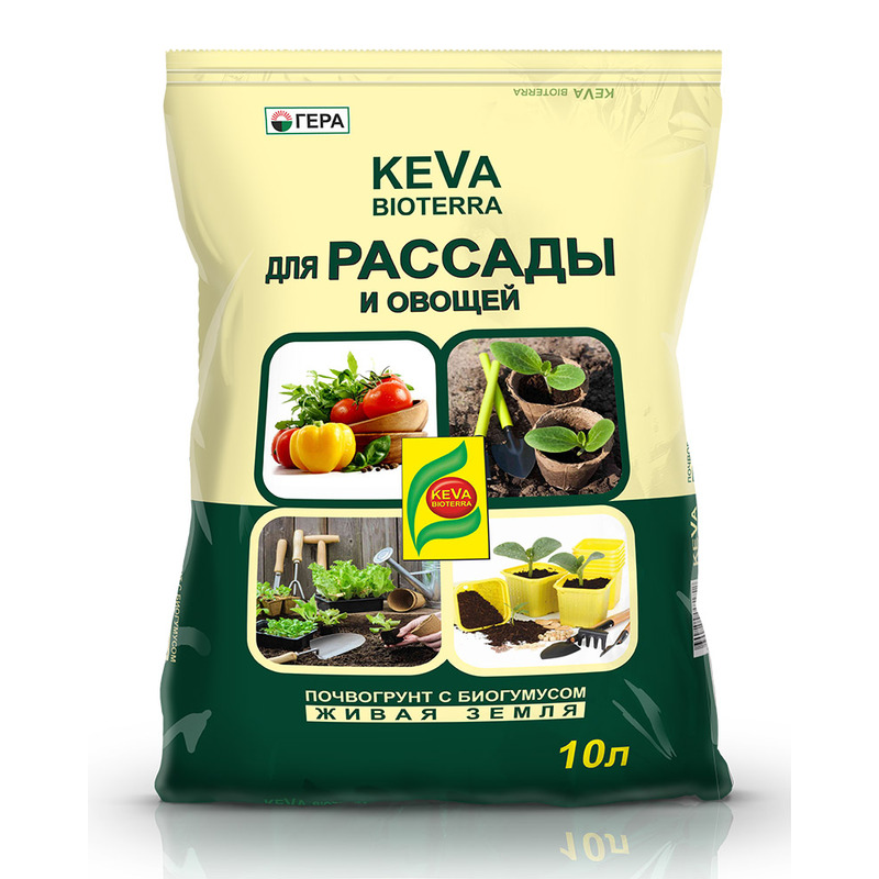 Грунт с биогумусом KEVA BIOTERRA "Для рассады и овощей" 10л